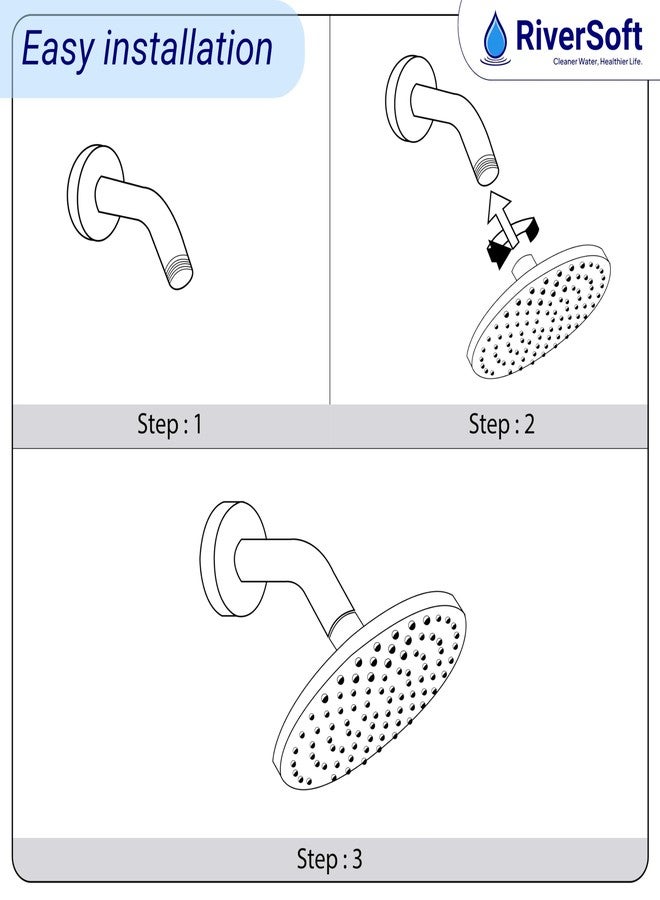 RiverSoft 6-INCH Brass Shower Arm with Wall Flange (Chrome) - Image 5